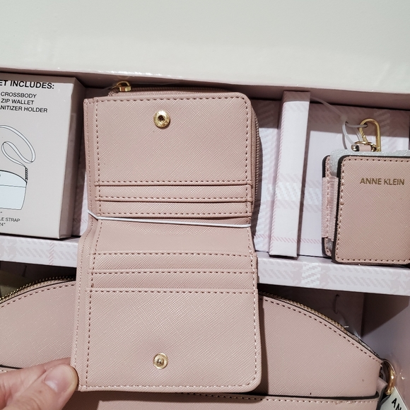 Anne Klein Gift Set Zip Top Crossbody, Curved Zip Wallet, Hand Sanitizer Holder - Picture 5 of 8